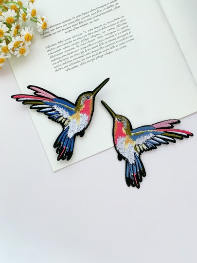 4pcs Bird Embroidery Cloth Patches, Cartoon Animal Iron-On Patches, DIY Embroidered Badges