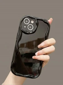 1 pieza Lindo estuche de teléfono con diseño de helado de estilo de dibujos animados negro compatible con Galaxy/Redmi/OPPO