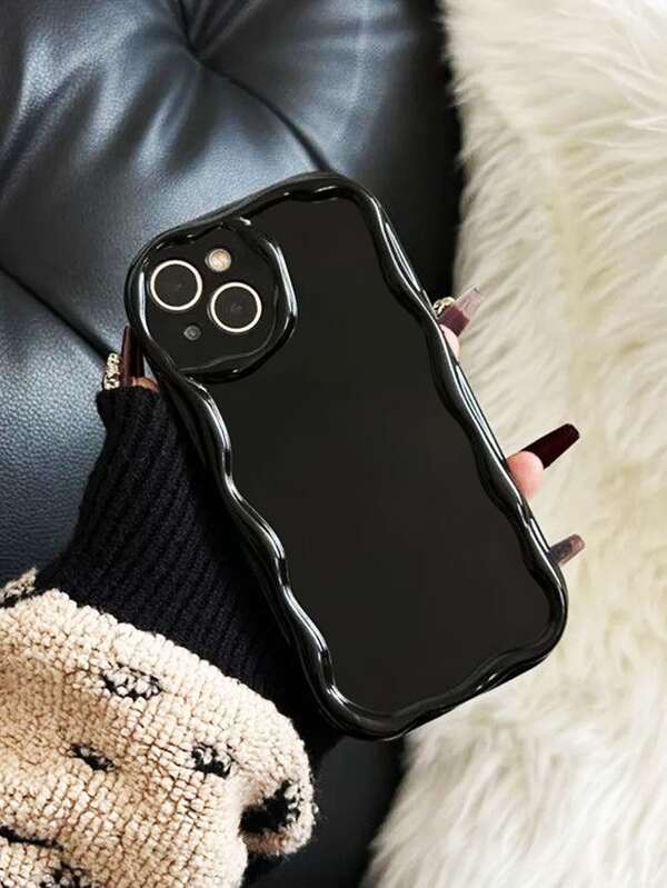1 pieza Lindo estuche de teléfono con diseño de helado de estilo de dibujos animados negro compatible con Galaxy/Redmi/OPPO
