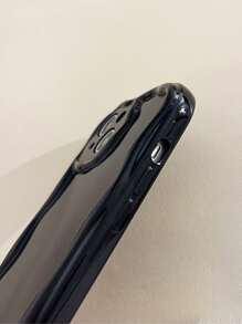 1 pieza Lindo estuche de teléfono con diseño de helado de estilo de dibujos animados negro compatible con Galaxy/Redmi/OPPO