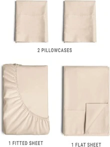 Queen/king Bedding Set - Breathable And Cooling - Hotel Luxury Bed Sheets - Ultra Soft - Deep Pocket - Easy Fit - 4 Piece Set - Wrinkle Free - Comfortable - White - 4 Piece Set - Khaki - View 4