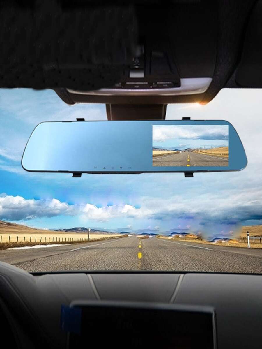 Dvr Para Auto De Pantalla Azul De 3.2 Pulgadas/3.5 Pulgadas, Grabador De Espejo Retrovisor Para Auto Con Visión Nocturna Full Hd, Detección De Movimiento Del Dvr Para Auto, Grabadora De Cámara De Video De Monitor De Estacionamiento - Azul - Ver 1