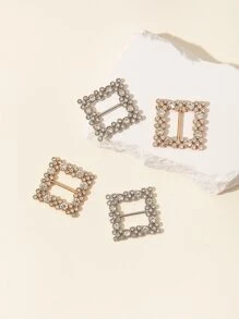 1pc Women Rhinestone Square Design Glamorous Belt Buckle For Daily Decoration - Silver - View 3