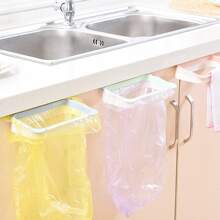 1pc Random Color Kitchen Garbage Bag Holder, Wall Mount Hanging Trash Can Rack For Cabinet Door - Multicolor - View 6
