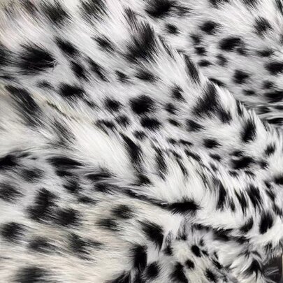 1 Piece Or Multiple Pieces Faux Animal Black & White Leopard Print Plush Fabric, Artificial Fur Clothing Fabric, Background Cloth Stage Carpet Lining, Faux Fur Raw Material, Unfinished Edges