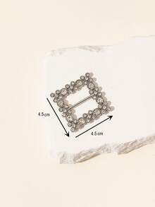 1pc Women Rhinestone Square Design Glamorous Belt Buckle For Daily Decoration - Silver - View 4