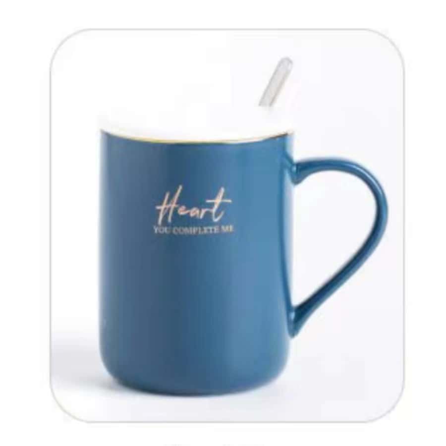 Blue Style B Mug With Lid And Spoon - Blue - View 1