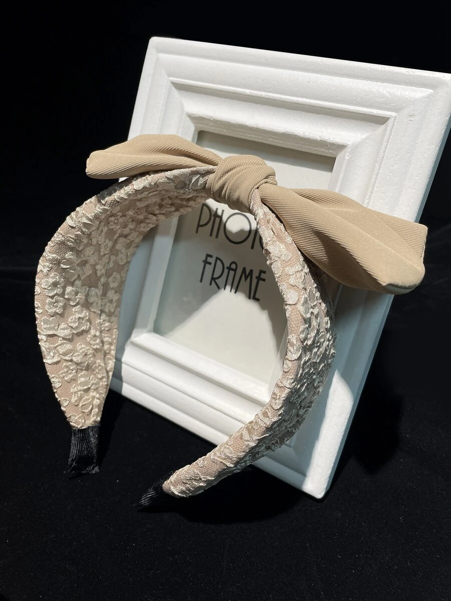 女性大蝴蝶結蕾絲花裝飾寬髮箍適用於裝飾用品