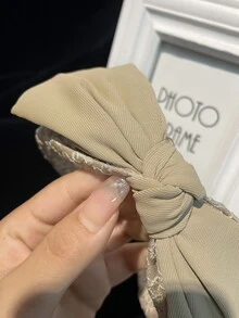 女性大蝴蝶結蕾絲花裝飾寬髮箍適用於裝飾用品