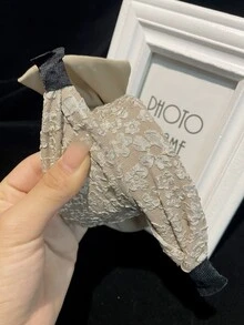 女性大蝴蝶結蕾絲花裝飾寬髮箍適用於裝飾用品