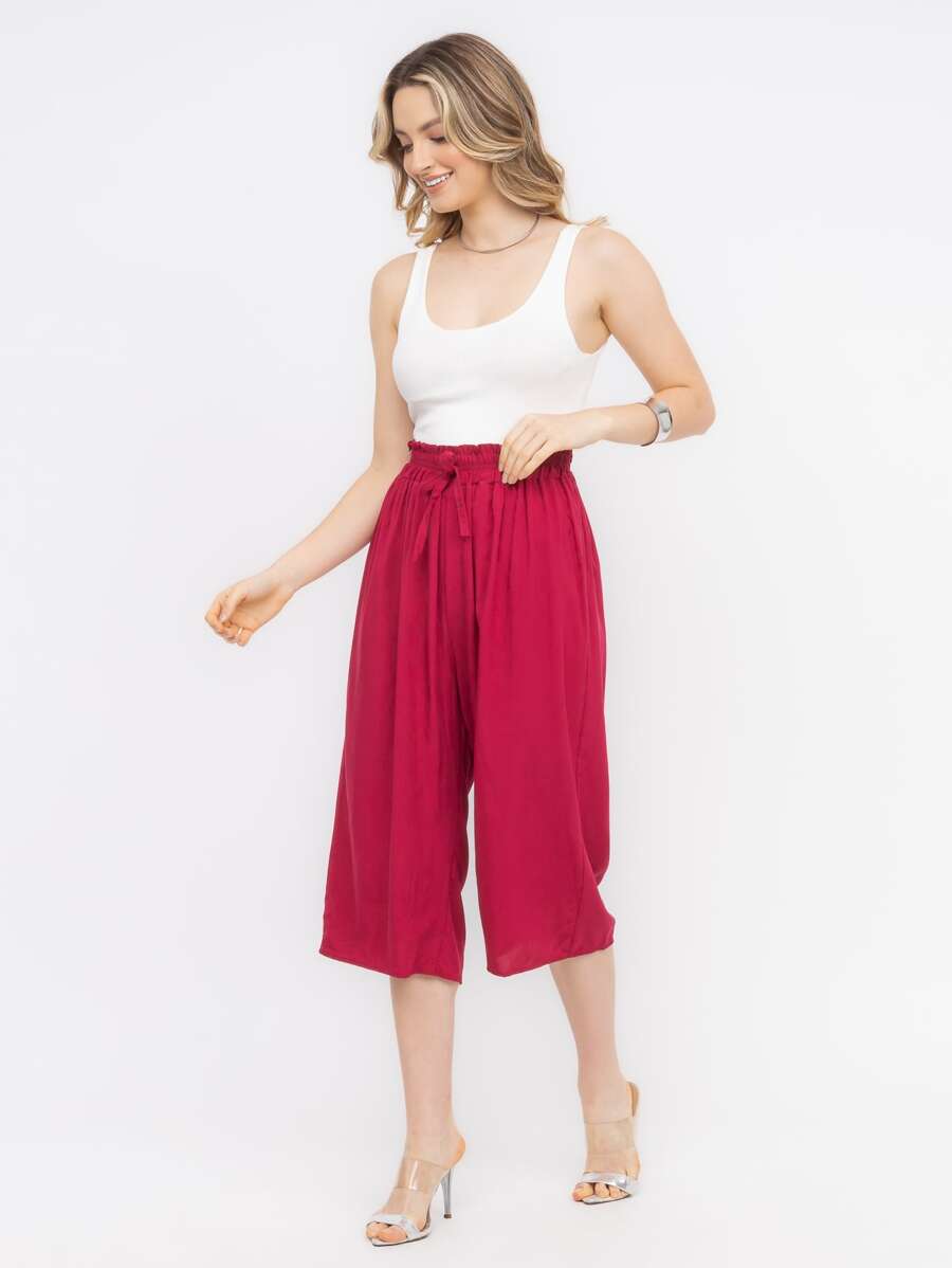 Women Pants - 酒紅色 - 查看 1