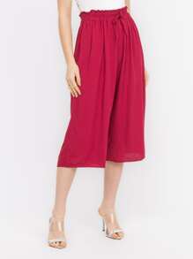 Women Pants - 酒紅色 - 查看 2