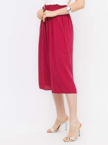 Women Pants - 酒紅色 - 查看 3