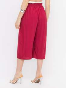 Women Pants - 酒紅色 - 查看 5