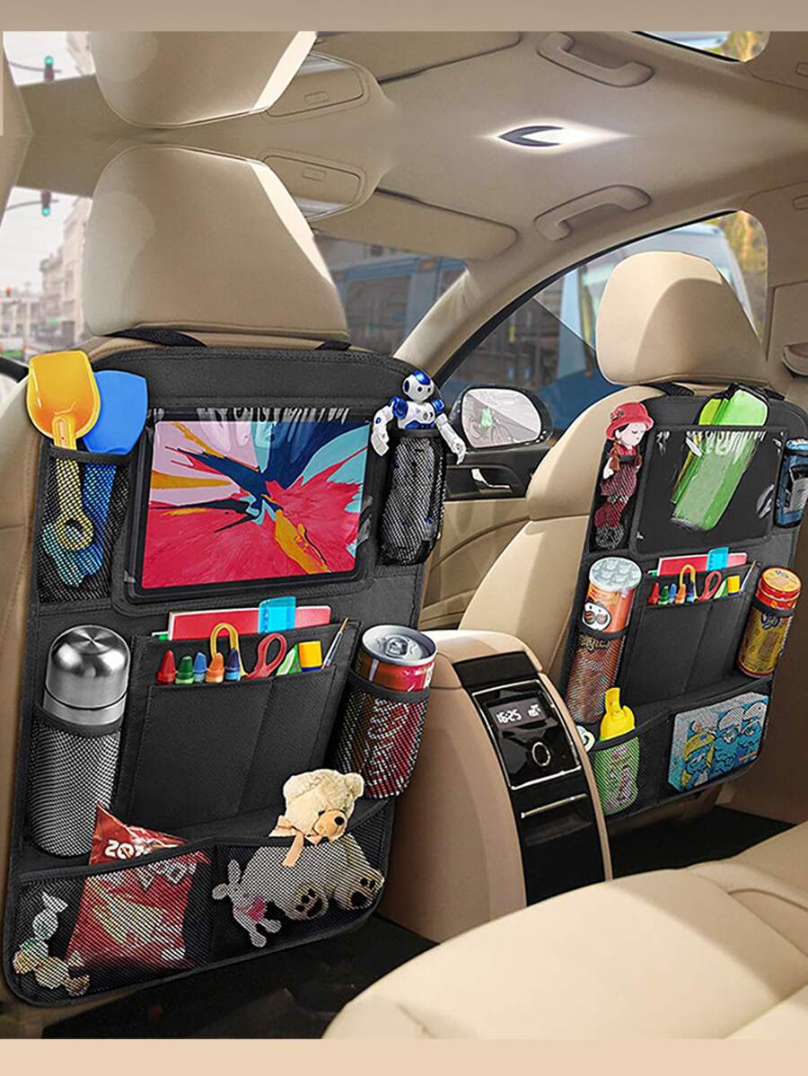 Car Back Seat Organizer Antikick Bag, Multifunctional Foldable Car