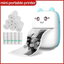 1pc Mini Plastic Thermal Fax Paper Printer, Cute Portable Printer For Students - Apricot - View 2