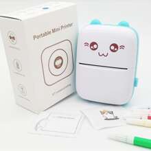 1pc Mini Plastic Thermal Fax Paper Printer, Cute Portable Printer For Students - Apricot - View 4
