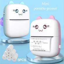 1pc Mini Plastic Thermal Fax Paper Printer, Cute Portable Printer For Students - Apricot - View 3