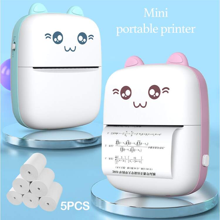 1 pieza mini de plástico térmico papel impresora , dulce portátil verde impresora para estudiantes - Verde militar - Ver 3