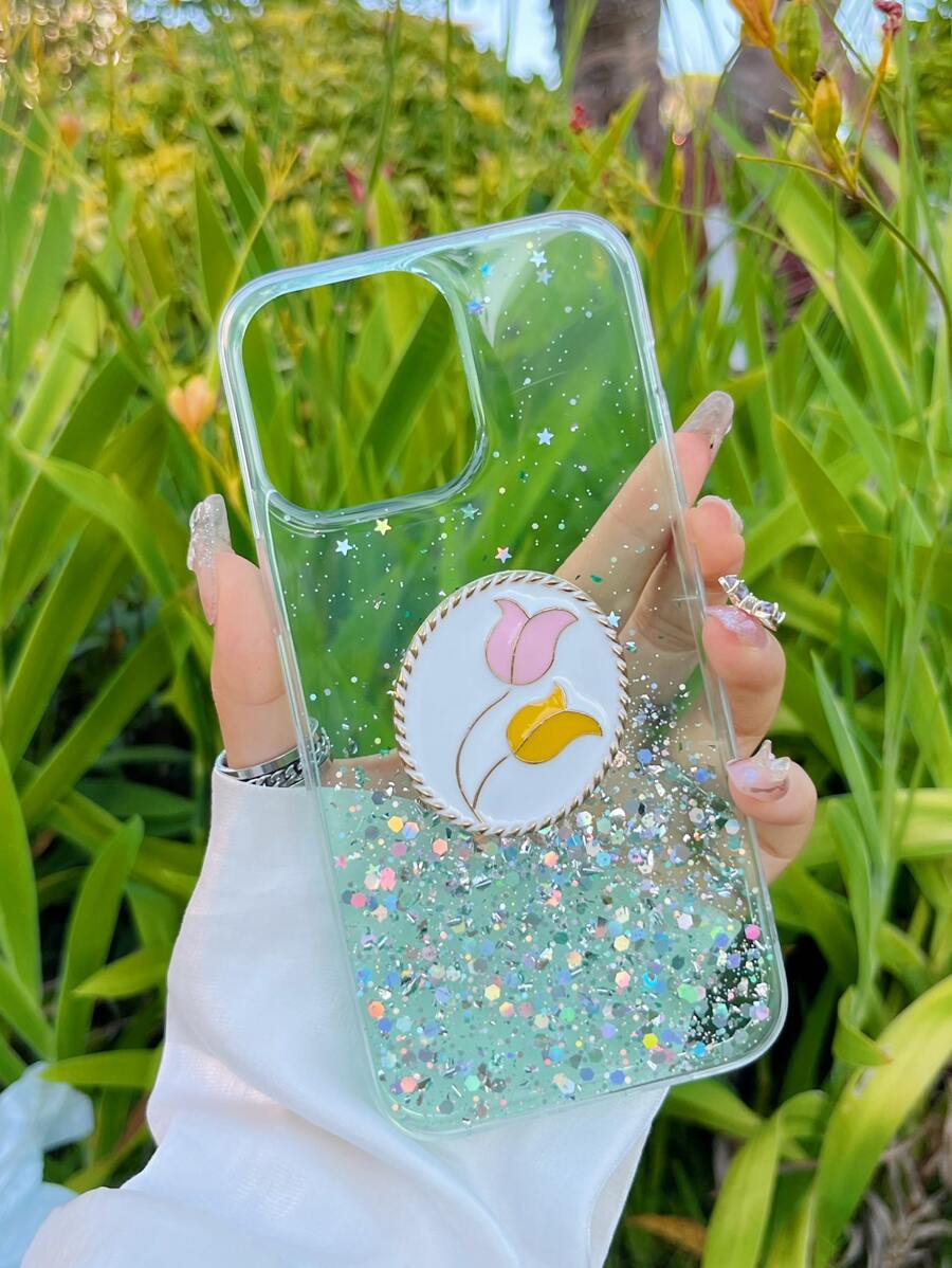 Flower Pattern Phone Case - Green - View 1