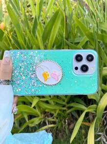 Flower Pattern Phone Case - Green - View 4