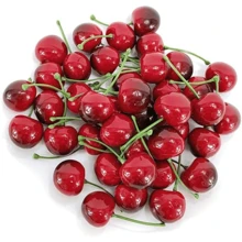 20 pièces Simulation de cerise de fruit, accessoires de décoration de fruit de cerise réaliste, convient pour la décoration de bureau à la maison, décoration de fête de fruits de cuisine, accessoires de décoration de gâteau de fête d'anniversaire, décoration de scène de mariage