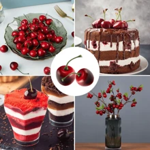 20 pièces Simulation de cerise de fruit, accessoires de décoration de fruit de cerise réaliste, convient pour la décoration de bureau à la maison, décoration de fête de fruits de cuisine, accessoires de décoration de gâteau de fête d'anniversaire, décoration de scène de mariage