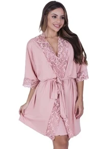 Biografia da Moda Plus Size Nightgowns & Sleepshirts - Màu Hồng baby - Xem 7
