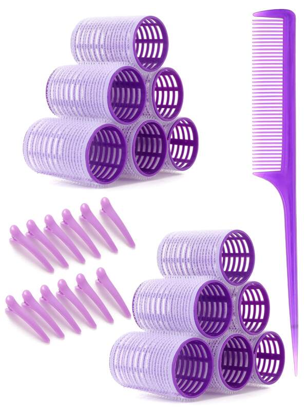 25pcs SelfAdhesive Hair Curling Roller & Clip Set With 12 Hair Curlers