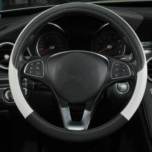 Black & White Braided Pattern Car Steering Wheel Cover - Black and White - View 2