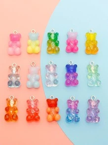 15入組彩色金屬亮絲小熊軟糖漸變適用於珠寶製作DIY耳環吊墜吊墜項鍊樹脂 - 彩色 - 查看 1
