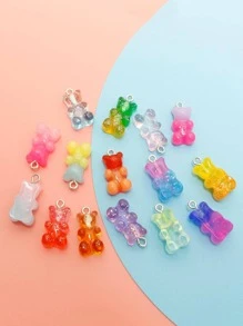 15入組彩色金屬亮絲小熊軟糖漸變適用於珠寶製作DIY耳環吊墜吊墜項鍊樹脂 - 彩色 - 查看 3