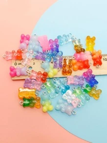 15入組彩色金屬亮絲小熊軟糖漸變適用於珠寶製作DIY耳環吊墜吊墜項鍊樹脂 - 彩色 - 查看 5