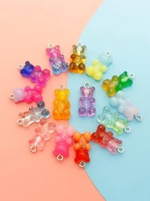 15入組彩色金屬亮絲小熊軟糖漸變適用於珠寶製作DIY耳環吊墜吊墜項鍊樹脂 - 彩色 - 查看 7