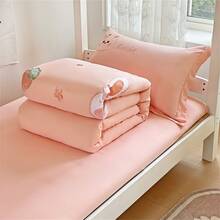 3入組,刺繡風格,枕套、被套、床單三件套 - 粉色 - 查看 6