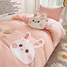 3入組,刺繡風格,枕套、被套、床單三件套 - 粉色 - 查看 7