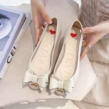 Summer Jelly Shoes For Women, Simple Solid Color Peep Toe Flat Shoes With Bowknot And Increased Height Insole - White - View 1