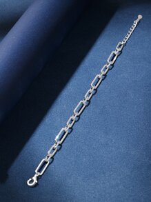 SYMFNY 1pc S925 Sterling Silver Elegant Chain Type Geometric Bracelet With Cubic Zirconia, Suitable For Daily Wear Of Women