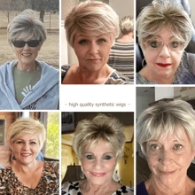 Krótki Syntetyczny Włókno Peruka Dla kobiet , Puszyste I Realistyczny , Stopniowy Blond Peruka prosta - Złoto - Zobacz 5