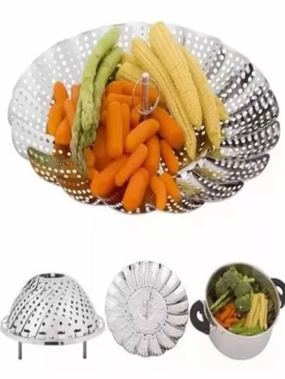Cesto DE  Cozimento A Vapor RETRATIL Inox Cozinhar Legumes Verduras Fruta
