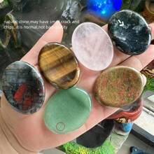 1pc Healing Crystal Oval Thumb Worry Stone Pocket Palm Gemstones For Anxiety Therapy Geometry Chakra Reiki Balancing E With Healing & Calming Effects - High Energy Satin Spar Love Palm Stone Used For Cleansing And Protection - Multicolor - View 3