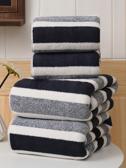 1/3 Piezas de Felpa de Coral de Fibra Superfina, No Desprende, 1 Toalla de Baño o Elija 1 Toalla de Mano, Toalla de Cara o Toalla de Baño Absorbente Suave a Rayas, Accesorios de Baño, Adecuado para Baño, Piscina, Playa, Regreso a la Escuela para Salón de Belleza, Hogar, Baño, Ducha Toallas para Salón de Belleza, Hotel, Deportes, Artículos Esenciales para el Hogar, Toalla, Cuidado de la Piel Toalla de Baño