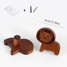1SET Cute Dark Wooden Animal Shape Small Hook, Home Wall Storage Hook Drawer Cabinet Small Handle With Adhesive And Screws