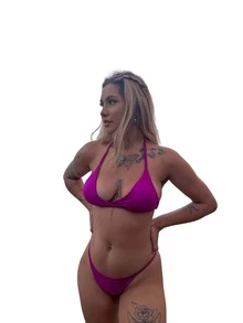 GABZ Store Conjunto de Biquíni Feminino Modelo Fita para Marquinha e Bronzeamento Verão - Violeta - Visão 2
