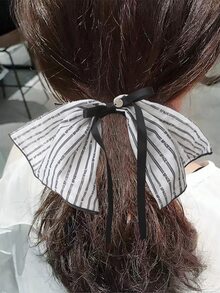1pc Bowknot Hair Scrunchie With Streamers, Korean-Style Ponytail Holder