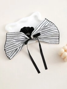 1pc Bowknot Hair Scrunchie With Streamers, Korean-Style Ponytail Holder