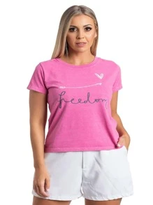 Women T-Shirts - 玫紅色 - 查看 2