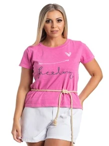 Women T-Shirts - 玫紅色 - 查看 1