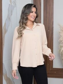 Women Blouses - 米色 - 查看 3