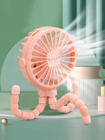 1pc Usb Rechargeable Portable Octopus Mini Light-Up Toy Fan, Can Be Hung, Placed Or Wrapped, 3 Speed Options Stroller Fan Handheld Bladeless Foldable Mini Ventilation Fan Silent Tabletop Outdoor Cooling Neck Fan Desk Fan, Applicable As A Toy Fan